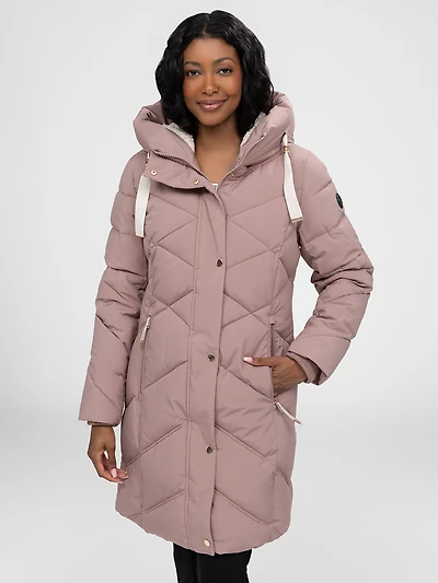 Semi-fitted mid-thigh coat