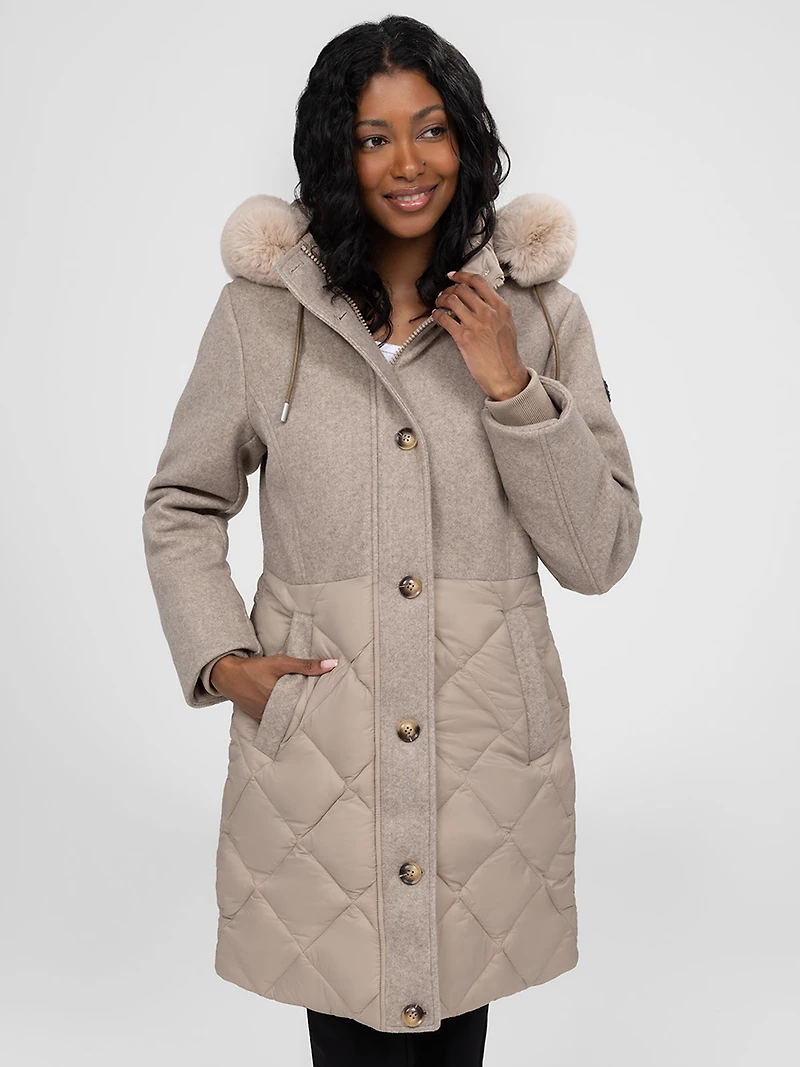 Semi-fitted mid-calf coat