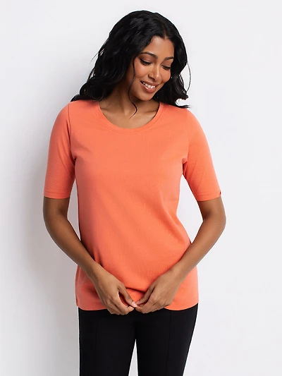 3/4-sleeve semi-fitted t-shirt