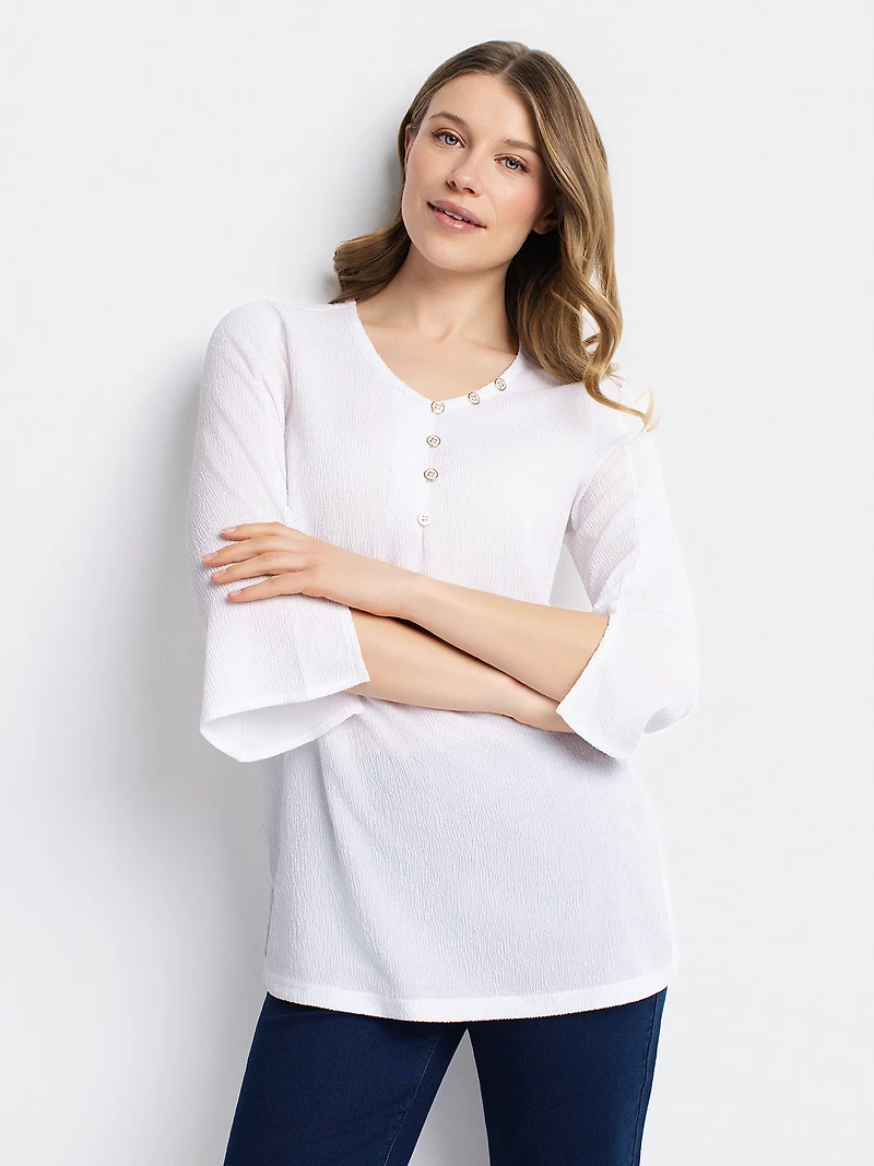 3/4-sleeve semi-fitted tunic