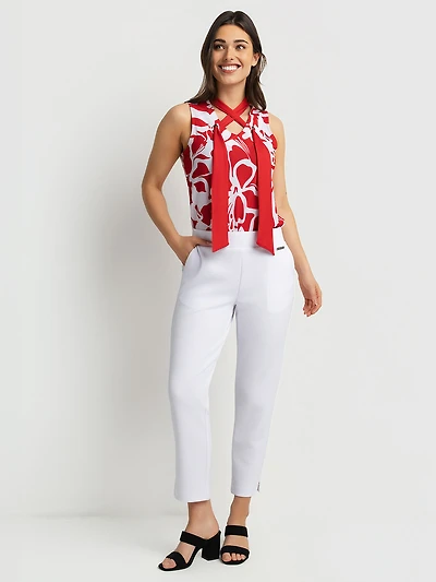 Pantalon habillé étroit semi-ajusté à enfiler - Petite