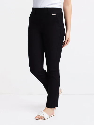 Straight semi-fitted pull-on dress pant