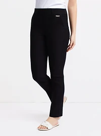 Straight semi-fitted pull-on dress pant