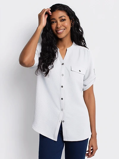 Blouse ample à manches 3/4 avec boutons