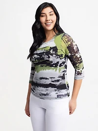 3/4-sleeve semi-fitted t-shirt