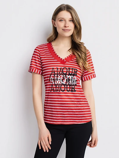 Short-sleeve semi-fitted T-shirt