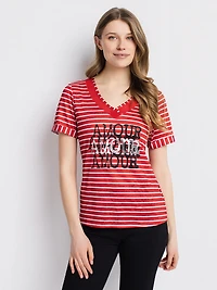 Short-sleeve semi-fitted T-shirt