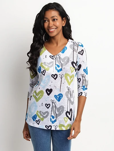 3/4-sleeve semi-fitted tunic