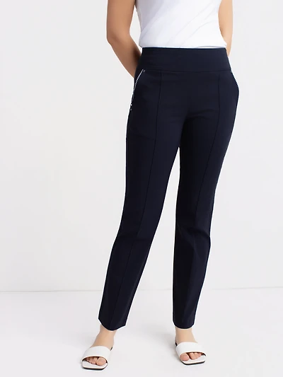 Straight semi-fitted pull-on pant