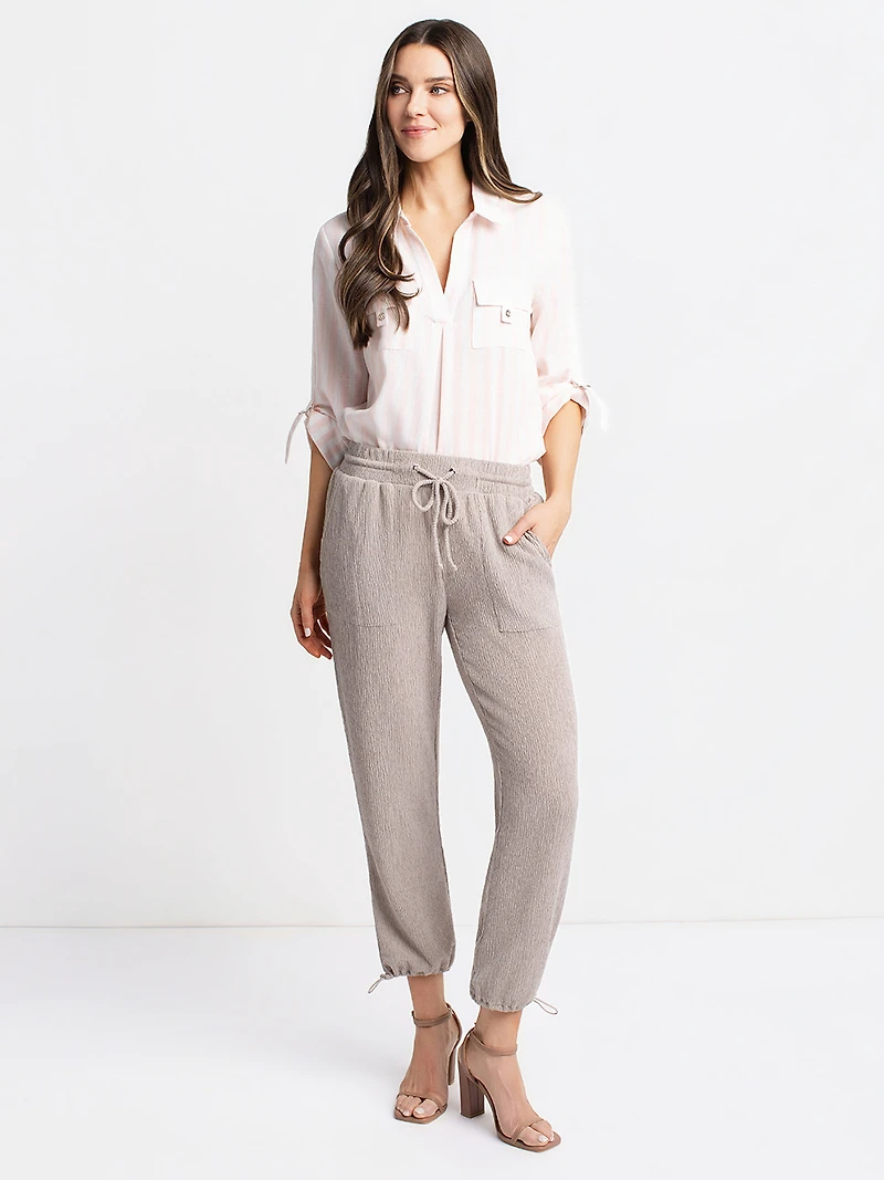 Knit skinny leg pull-on ankle pant