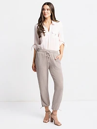 Knit skinny leg pull-on ankle pant
