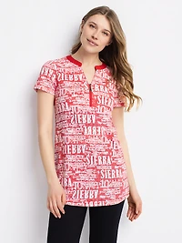 Short-sleeve semi-fitted tunic