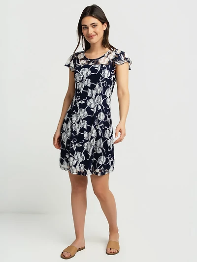 Flared midi knit dress