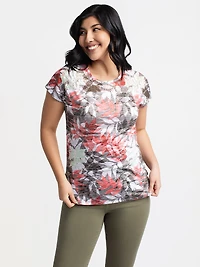 Short-sleeve semi-fitted tunic