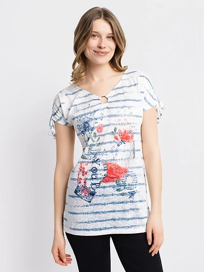 Tunique semi-ajustée à manches courtes