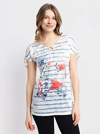 Tunique semi-ajustée à manches courtes