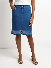 Jupe midi droite en denim