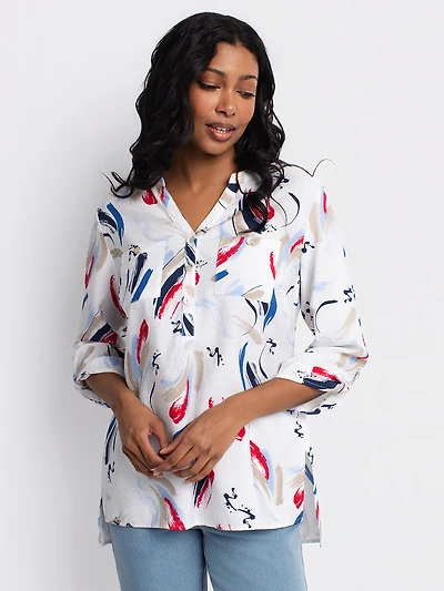 Blouse longueur tunique ample à manches 3/4