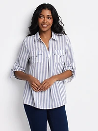 3/4-sleeve tunic length blouse