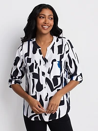 Blouse ample à manches 3/4 avec boutons