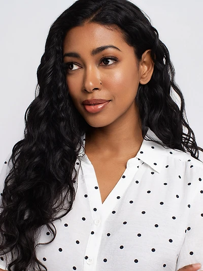 Blouse ample à manches courtes avec boutons