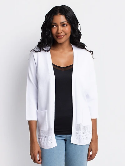 Cardigan ouvert à manches trois-quarts