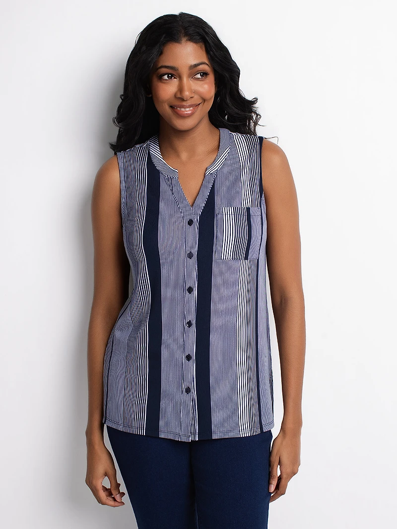 Sleeveless semi-fitted tunic