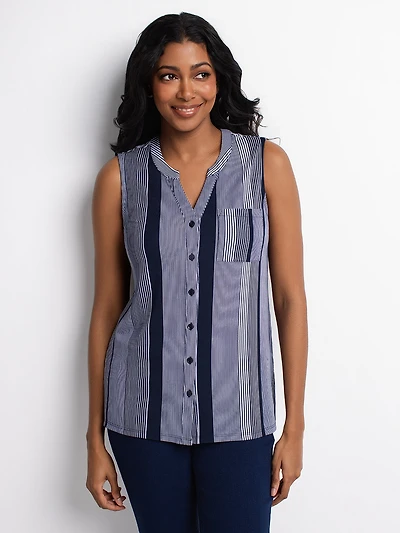 Sleeveless semi-fitted tunic