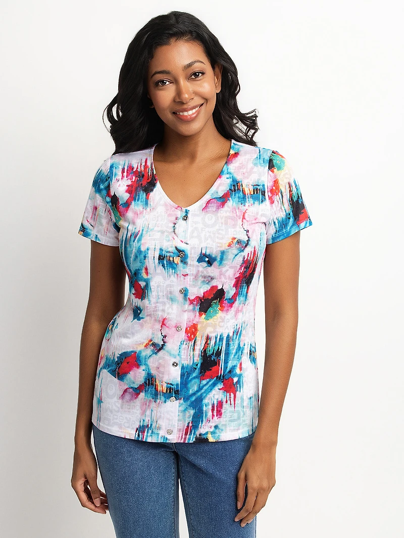 Short-sleeve semi-fitted T-shirt