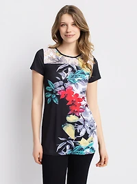 Short-sleeve semi-fitted tunic