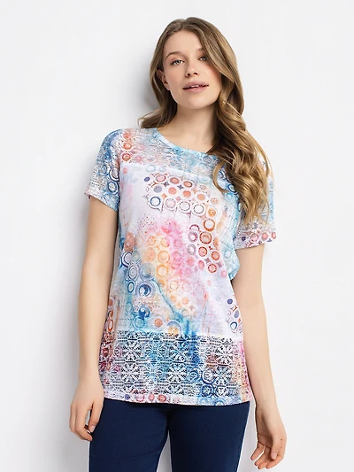 Short-sleeve semi-fitted tunic