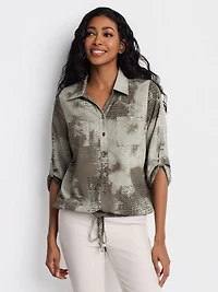 Blouse ample à manches 3/4 avec boutons