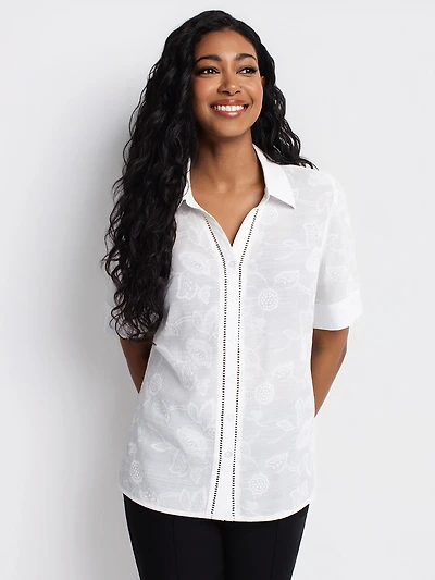 Blouse ample à manches courtes avec boutons