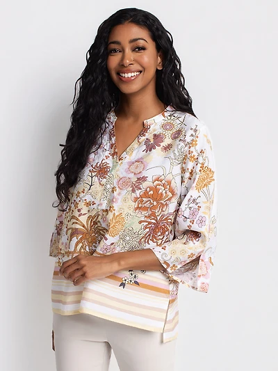 Blouse ample à manches 3/4