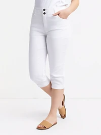 Capri en denim droit semi-ajusté