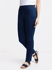 Pull-on denim pants