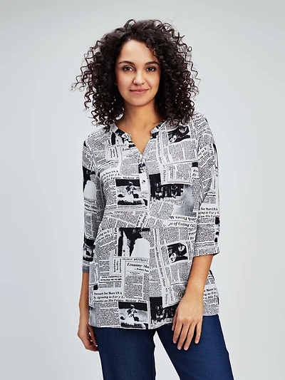 3/4-sleeve semi-fitted blouse