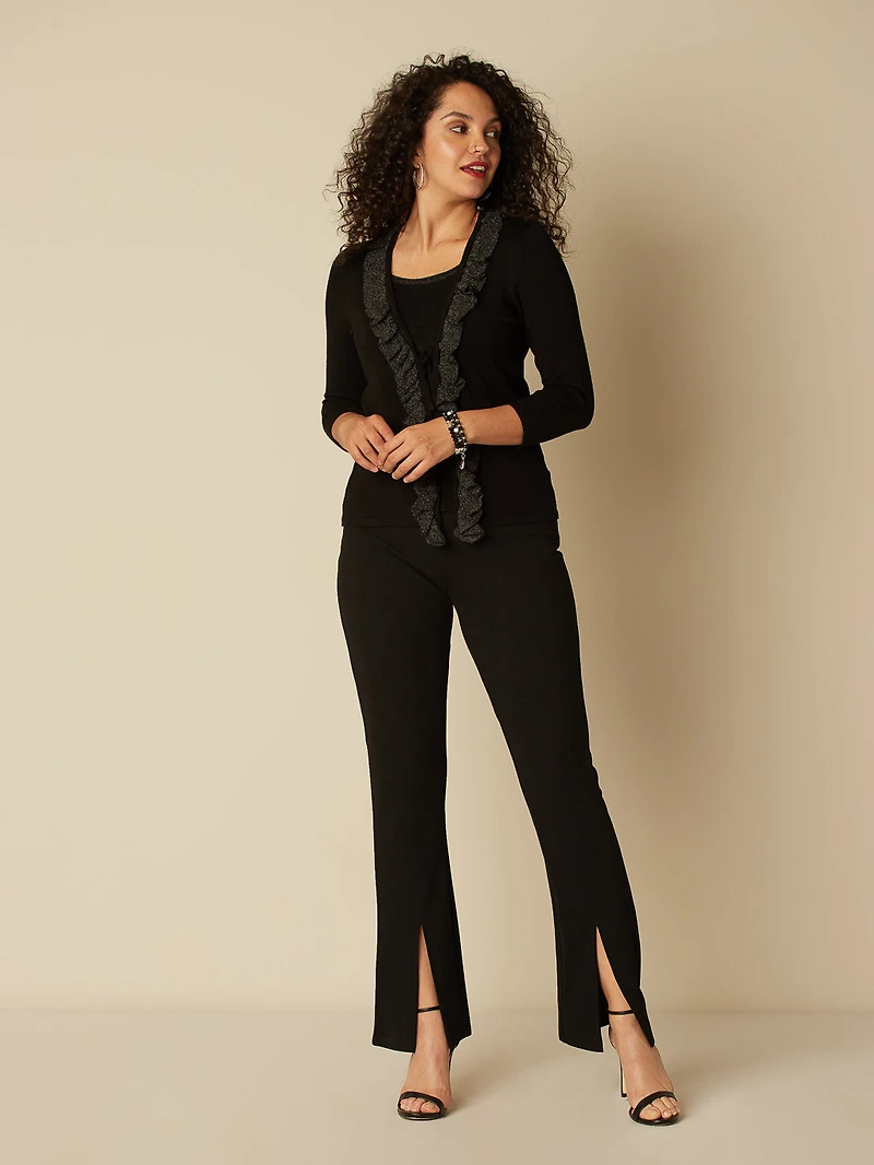 3/4-sleeve semi-fitted pullover weater