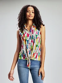 Blouse sans manches avec boutons