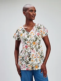Blouse ajustée à manches courtes avec boutons