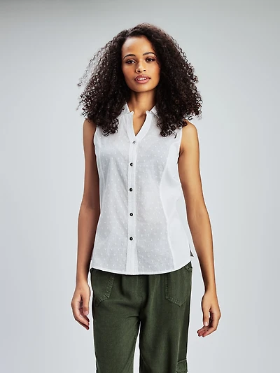 Blouse sans manches ajustée avec boutons