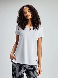 Short-sleeve semi-fitted tunic