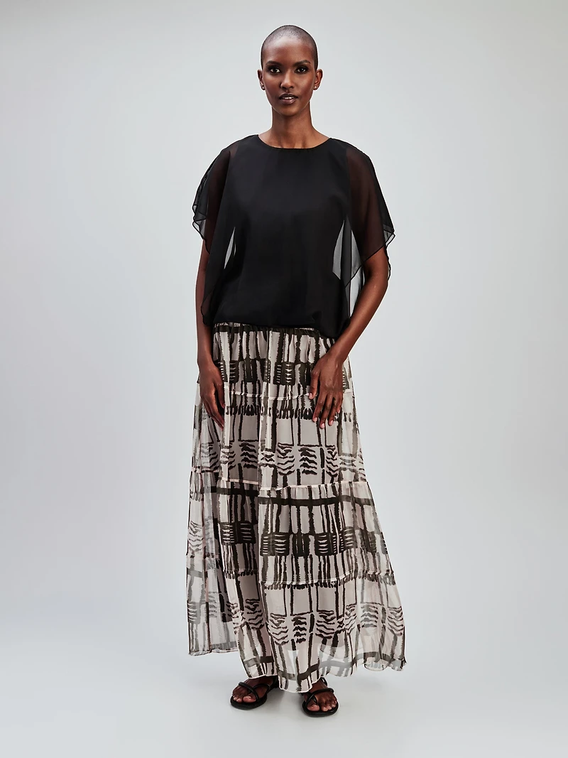 Knit flared maxi skirt