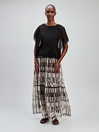 Knit flared maxi skirt