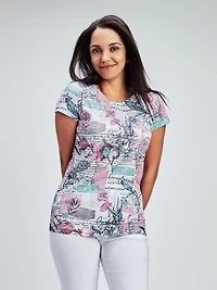 Short-sleeve semi-fitted tunic