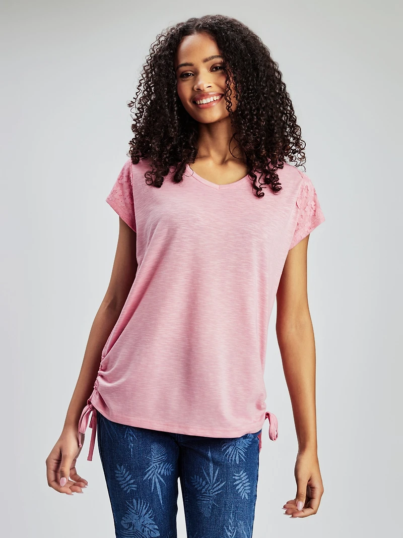 Short-sleeve semi-fitted tunic