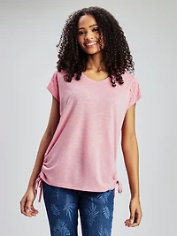 Short-sleeve semi-fitted tunic