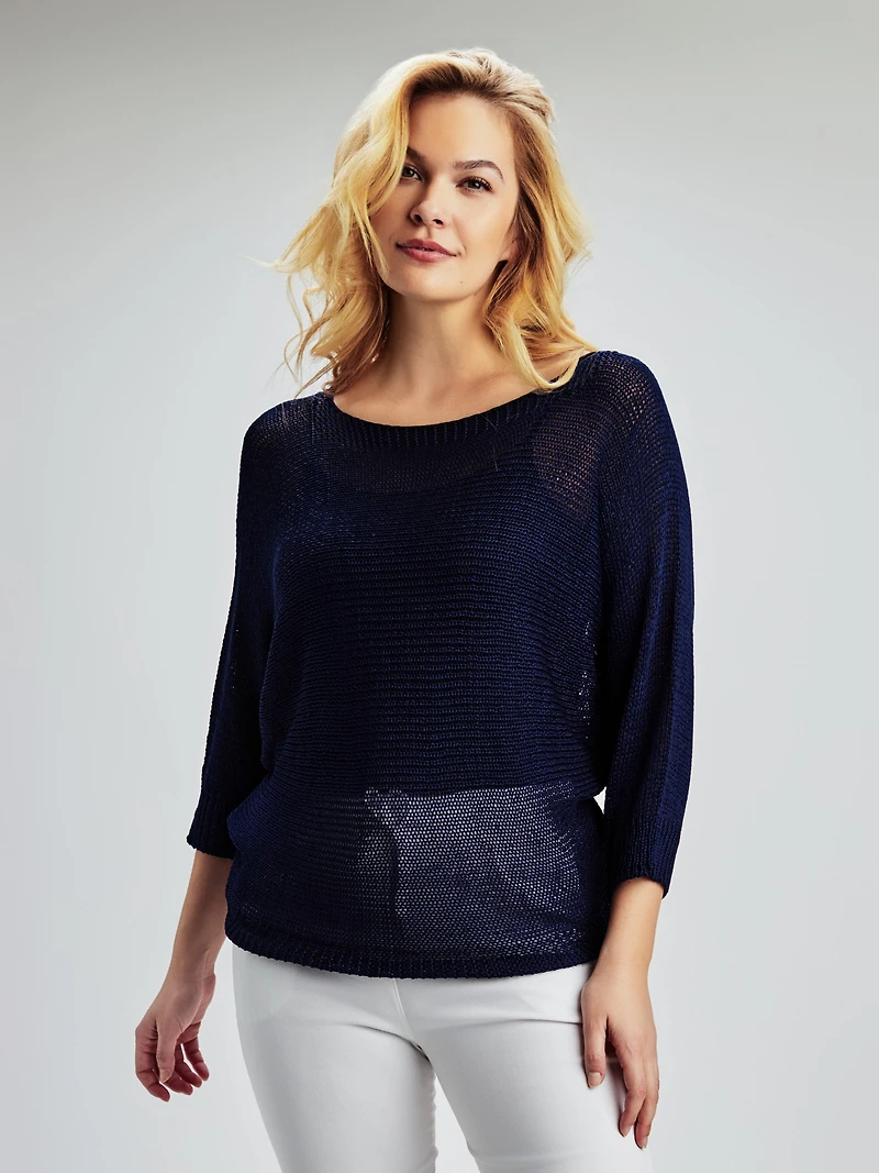 Chandail en tricot ample à manches 3/4