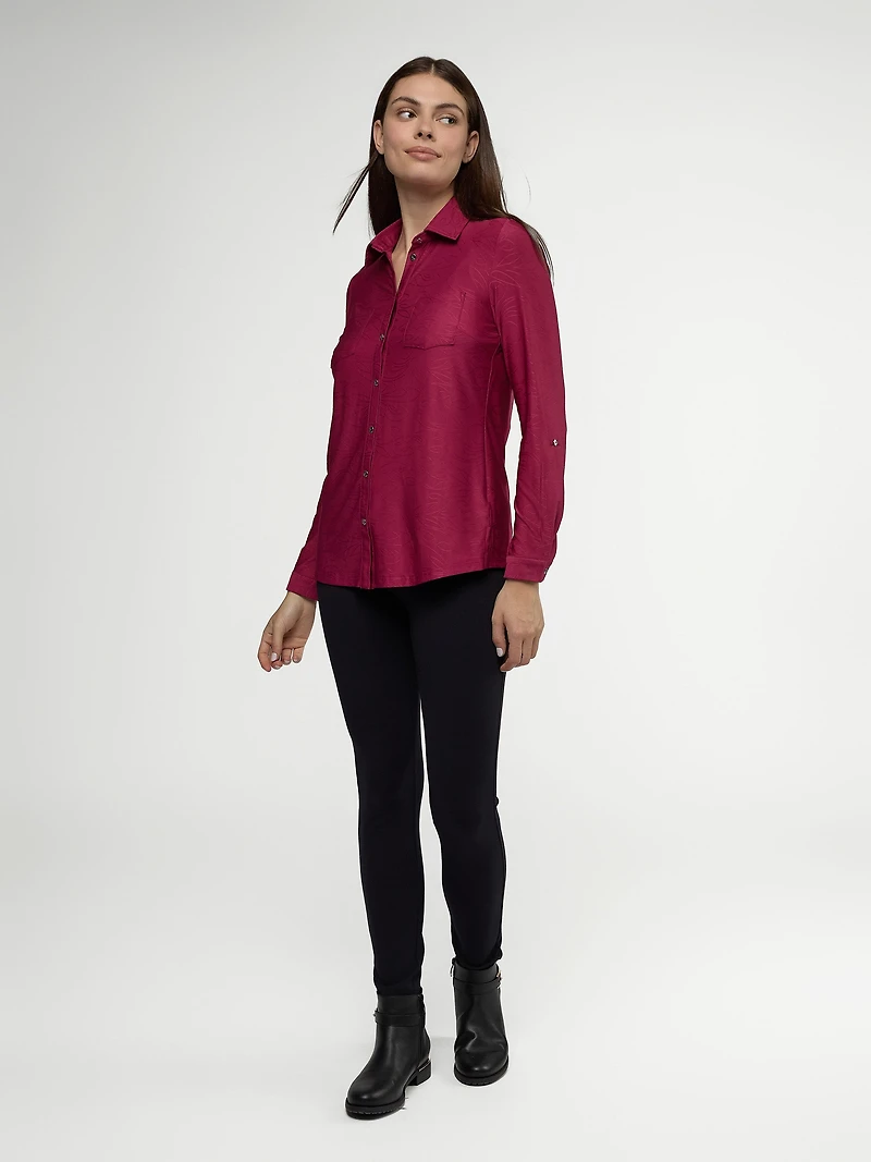 Long-sleeve semi-fitted blouse with buttons