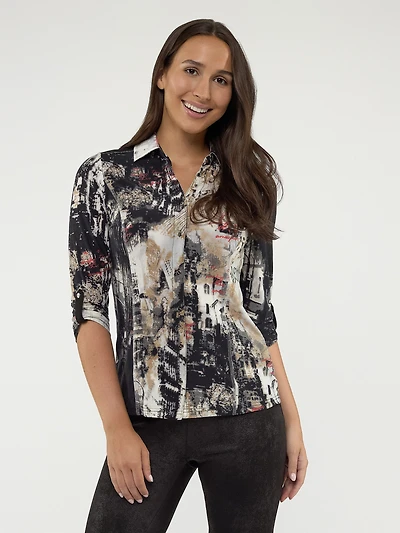 Blouse à manches 3/4 avec boutons